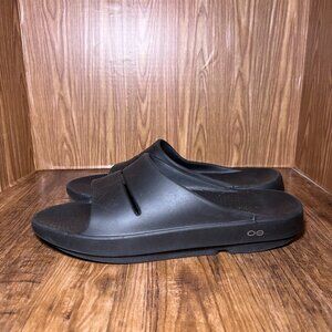 OOFOS OOahh Recovery Slides Sandals Black Mens Size 12 Womens 14